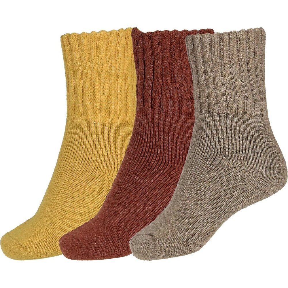 BenSorts Women 3 Packs Brown Yellow Red Winter Thick Warm Polyester Boots Socks